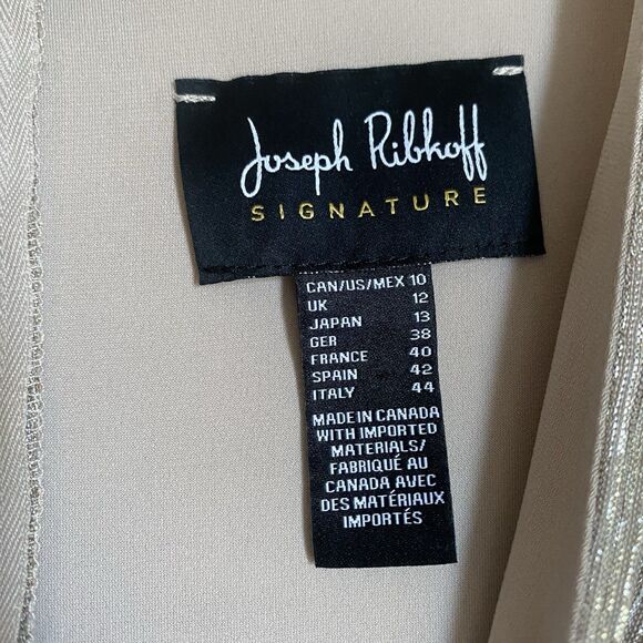 Joseph Ribkoff Midi Dress Sz 10 Silver V Neck Half Sleeve Ruched Bride Mother - Picture 4 of 11